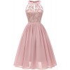 MILANO BRIDE Vintage Cocktail Party Halter Floral Lace Homecoming Prom Dress for Women - sukienki - $36.99  ~ 31.77€
