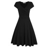 MISSKY Women's A Line V Neck Long Sleeve Elegant Dress Slim Knee Length Swing Casual Dress - Dresses - $15.99 