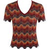 MISSONI c.1970s Multicolor Wool Tshirt - Majice - kratke - 