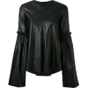 MM6 MAISON MARGIELA black leather blouse - Camisa - curtas - 