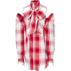 MONSE Cold Shoulder Plaid Shirt - Camisa - curtas - 