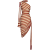MONSE One-Shoulder Striped Silk Midi Dre - Dresses - 