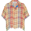 MONSE Plaid Linen-Blend Top - Рубашки - короткие - 