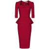MUXXN Women's 50s 3/4 Sleeve Peplum Business Pencil Dress - Dresses - $59.99 