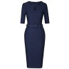 MUXXN Women's Audrey Hepburn 1960s Half Sleeve Belt Formal Work Dress - sukienki - $59.99  ~ 51.52€
