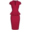 MUXXN Women's Vintage Style Cap Sleeve Peplum Waist Work Pencil Dress - sukienki - $59.99  ~ 51.52€