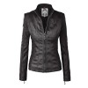 Made By Johnny MBJ WJC877 Womens Panelled Faux Leather Moto Jacket XL Black - Outerwear - $56.84 