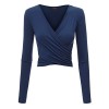 Made By Johnny MBJ Womens Long Sleeve Cross Wrap Fitted Crop Top - Camicie (corte) - $22.79  ~ 19.57€