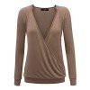 Made By Johnny MBJ Womens Long Sleeve Wrap Front Deep V-Neck Hoodie Shirt - Camisa - curtas - $25.64  ~ 22.02€