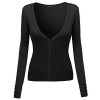 Made by Emma MBE Women's Classic Basic Deep V-Neck Cardigan with - Shirts - $11.00 