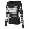 Made by Emma MBE Women's Round Neck Striped Pullover Long Sleeve Top - 半袖衫/女式衬衫 - $12.75  ~ ¥85.43