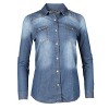 Made by Emma MBE Women's Slim Long Sleeve Chambray Western Denim Button Down Shirt - Koszule - krótkie - $19.95  ~ 17.13€