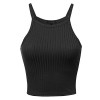 Made by Emma Women's Basic Sleeveless High Neck Spaghetti Strap Ribbed Cropped Tank Top - Camicie (corte) - $6.97  ~ 5.99€