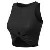 Made by Emma Women's Casual Basic Solid Front Knot Ties Ribbed Crop Tank Top - Shirts - $7.97 