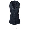 Made by Emma Women's Casual Zipper Snap Button Closure Military Drawstring Hoodie Vest - 半袖シャツ・ブラウス - $16.99  ~ ¥1,912