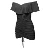 Made by Emma Women's Sexy Elegant Stretchable Bodycon Drawstring Ruffled Off Shoulder Dress - Dresses - $10.99 