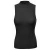 Made by Emma Women's Solid Stretch Ribbed Sleeveless Mock Turtle Neck Knit Top - 半袖衫/女式衬衫 - $7.97  ~ ¥53.40
