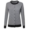 Made by Emma Women's Thin Stripe Button Down Round Neck Long Sleeves Viscose Nylon Cardigan - Camicie (corte) - $10.99  ~ 9.44€