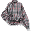 Madras check shirring blouse - Long sleeves shirts - 