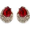 Maharaji Red Crystal Button Earrings - Aretes - 