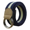 Maikun Canvas Web Multi-Color Belt with Round Metal Buckle and Leather Tip - Belt - $14.99 