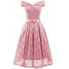 Maisicolis Women‘s A Line Elegant Slim V Collar Ruched Floral Lace Off Shoulder Dresses - sukienki - $47.37  ~ 40.69€