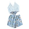 MakeMeChic Women Lace Crisscross Tie Back Cami Top and Shorts 2PC Set - Top - $25.99  ~ £19.75