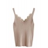 MakeMeChic Women V Neck Lace Trim Sleeveless Knit Cami Tank Crop Top - Top - $16.99  ~ 14.59€