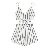 MakeMeChic Women's 2 Piece Outfit Summer Striped V Neck Crop Cami Top With Shorts - 短裤 - $16.99  ~ ¥113.84