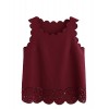 MakeMeChic Women's Casual Plain Hollow Scallop Sleeveless Blouse Top - Top - $16.99  ~ 14.59€