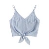 MakeMeChic Women's Casual V Neck Button Seft Tie Front Crop Cami Tops Camisole - 上衣 - $18.99  ~ ¥127.24