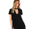 MakeMeChic Women's Choker V Neck Slub Tee Cutout Plunging T-shirt Top - Top - $15.99  ~ £12.15