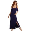 MakeMeChic Women's Cold Shoulder Pocket Short Sleeve Side Split Long Maxi Dress - Vestidos - $22.99  ~ 19.75€