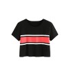 MakeMeChic Women's Contrast Striped Crop Top Tee T-Shirt - Top - $9.99  ~ 8.58€
