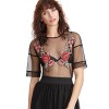 MakeMeChic Women's Rose Embroidered Applique Sheer Mesh Blouse Top - Top - $12.99 