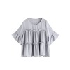 MakeMeChic Women's Ruffle Trim Bell Sleeve Blouse Babydoll Top - 上衣 - $15.99  ~ ¥107.14