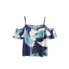MakeMeChic Women's Short Sleeve Floral Print Cold Shoulder Blouse Top - トップス - $13.99  ~ ¥1,575