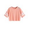 MakeMeChic Women's Short Sleeve Oversized Striped Summer Crop Tee T-Shirt Top - トップス - $12.99  ~ ¥1,462
