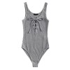 MakeMeChic Women's Sleeveless Lace Up Knit Sexy Leotard Bodysuit - アンダーウェア - $21.99  ~ ¥2,475