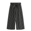 MakeMeChic Women's Striped Belted Wide Leg Cropped Palazzo Pants - パンツ - $24.99  ~ ¥2,813