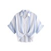 MakeMeChic Women's Striped Crop Tops Knot Front Casual Blouse - トップス - $9.99  ~ ¥1,124