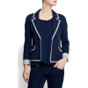 Mango Women's Contrasting Trim Blazer Navy - Jacket - coats - $79.99 