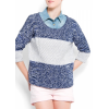 Mango Women's Knit Jumper Color Block Navy - Long sleeves shirts - $54.99 