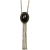 Mango Women's Long Oval Stone Necklace Black - Naszyjniki - $24.99  ~ 21.46€