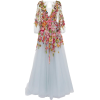 Marchesa Embroidered V-Neck Gown - sukienki - 