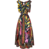 Marni Painted Plaid Silk Open-Back Midi - Obleke - 