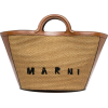 Marni logo-embroidered raffia tote bag - ハンドバッグ - 