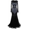 Meier Women's Long Sleeve Rhinestone Sheer Tulle Mermaid Pageant Formal Evening Dress - Vestidos - $249.00  ~ 213.86€
