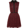 Mela Burgundy Lace Collared Dress - Dresses - 