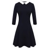 Melynnco Womens 3/4 Sleeve Casual Dress Wear to Work with Peter Pan Collar for Party - Dresses - $24.99 